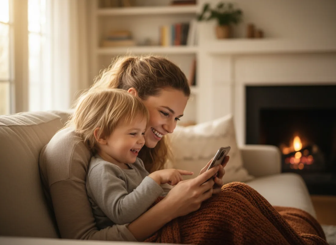 Madre e hija en casa